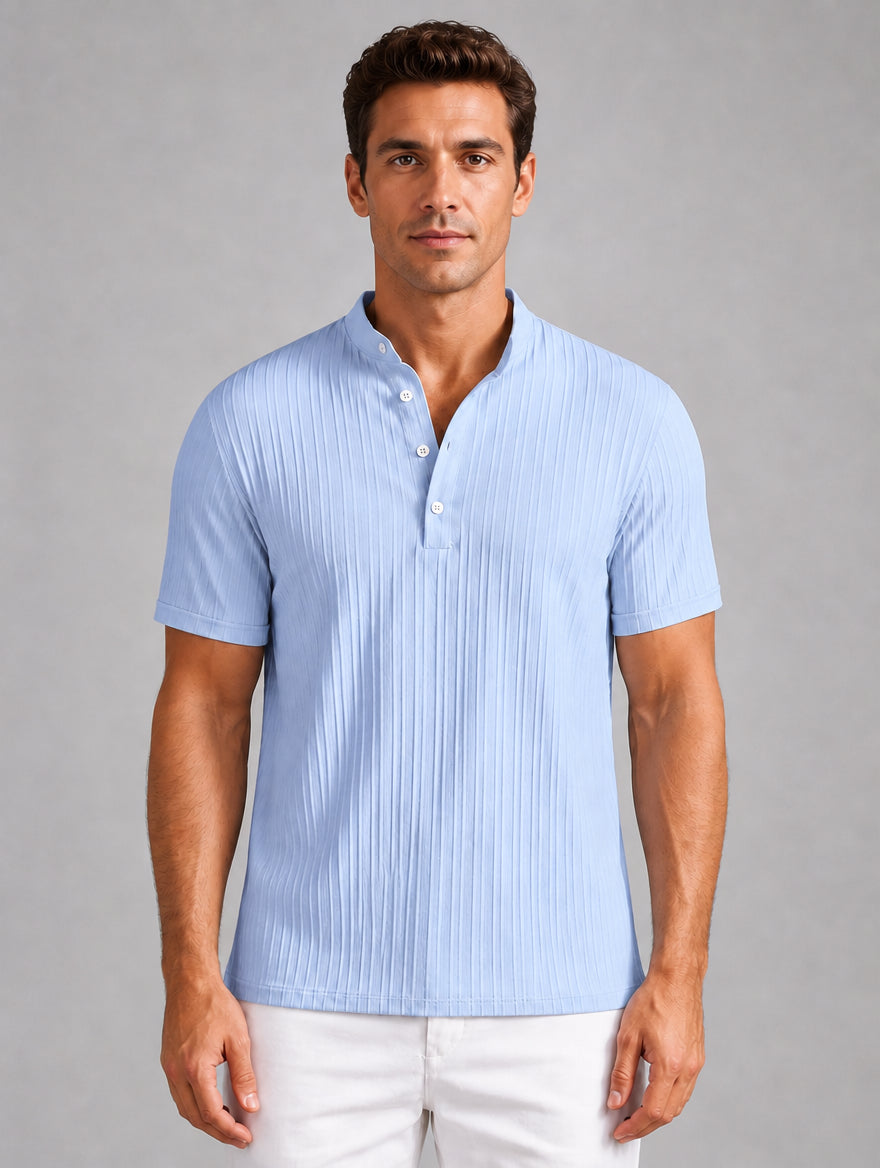 Men's Ribbed Henley Shirt – Lightweight Summer Top