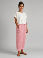 Women’s Striped Button Detail Trousers – Relaxed Fit