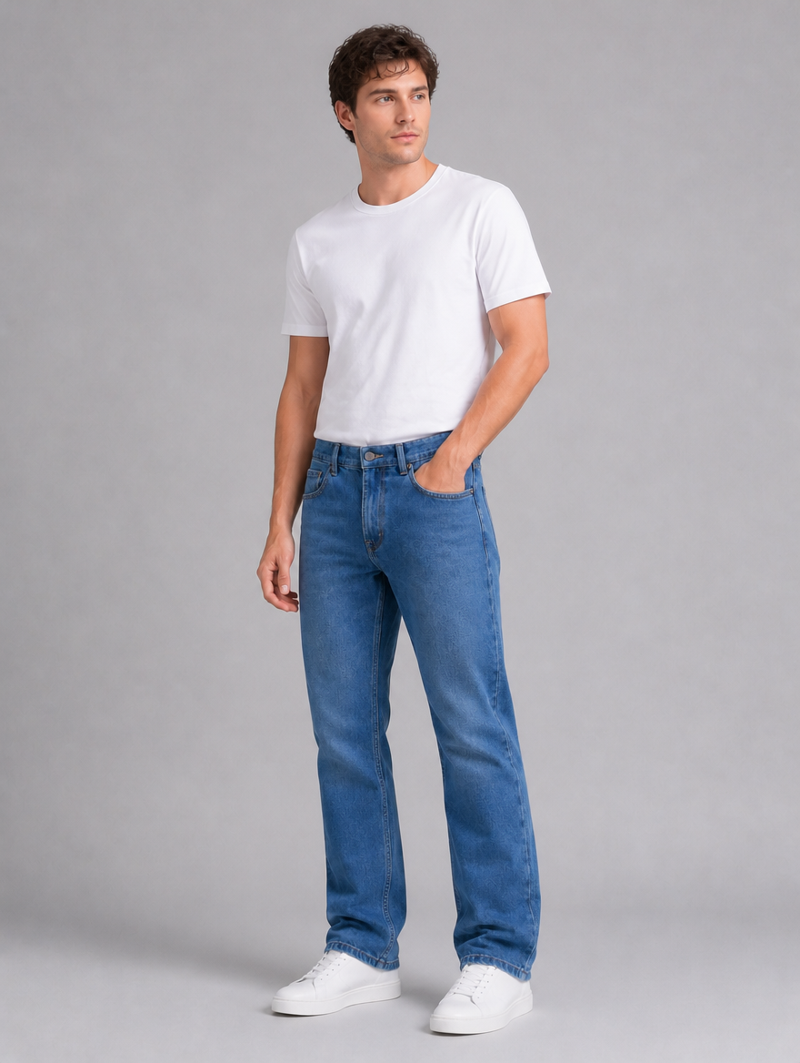 Men's Straight Leg Jeans – Classic Regular Fit Denim Trousers