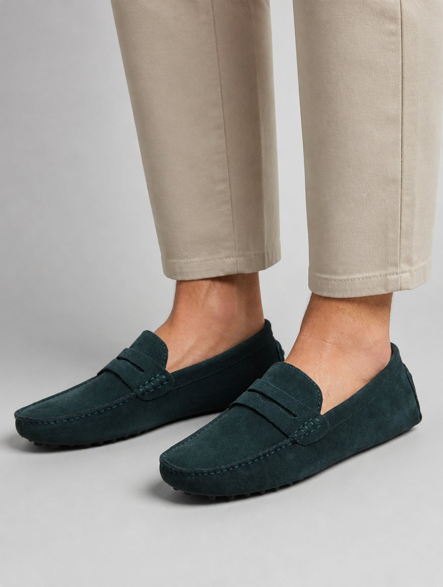Men’s Slip-On Driver Loafers – Suede Look Casual Elegance