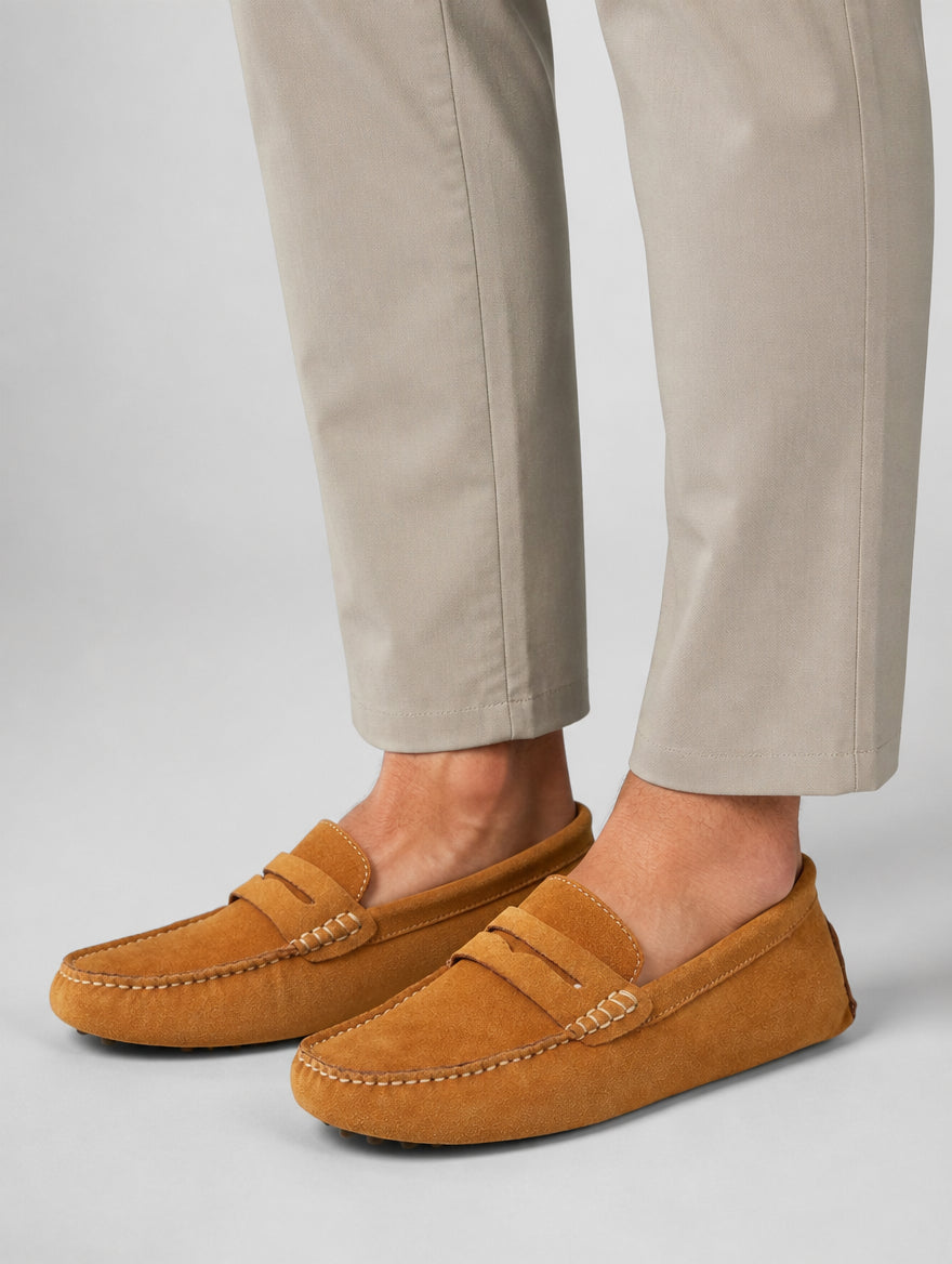 Men’s Slip-On Driver Loafers – Suede Look Casual Elegance