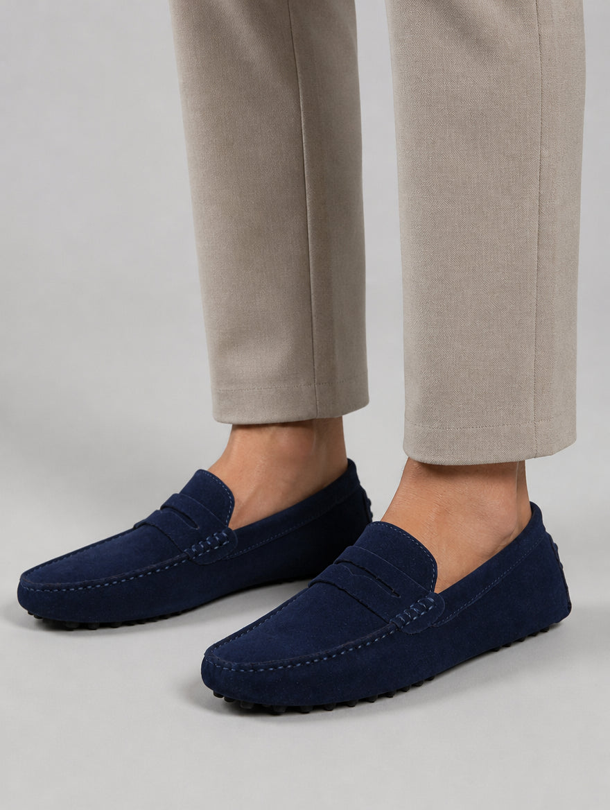 Men’s Slip-On Driver Loafers – Suede Look Casual Elegance