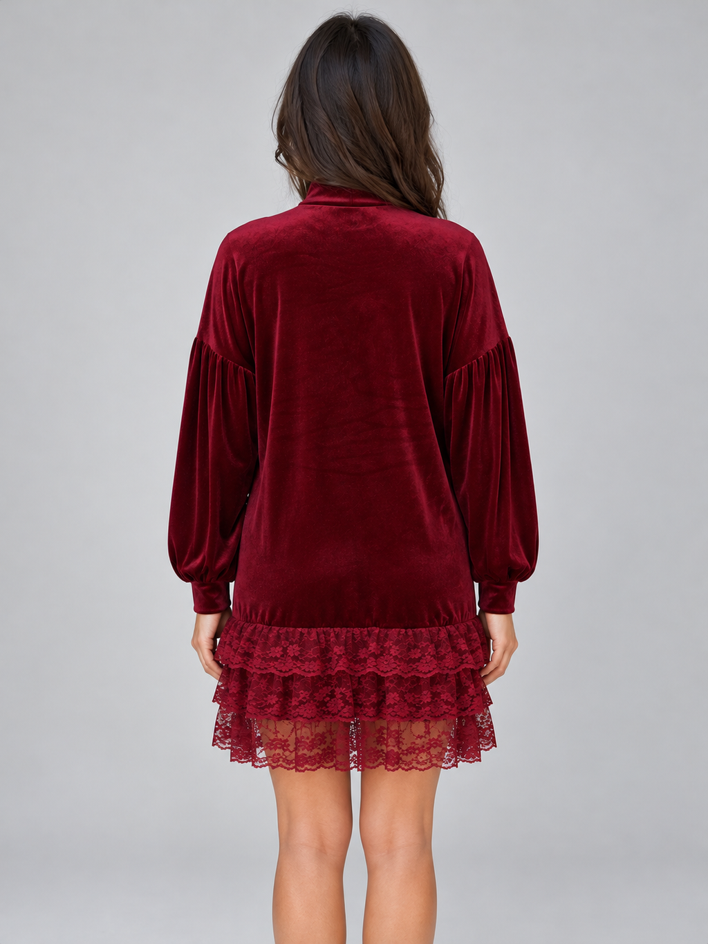 Women’s High Neck Velvet Mini Dress