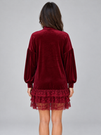 Women’s High Neck Velvet Mini Dress