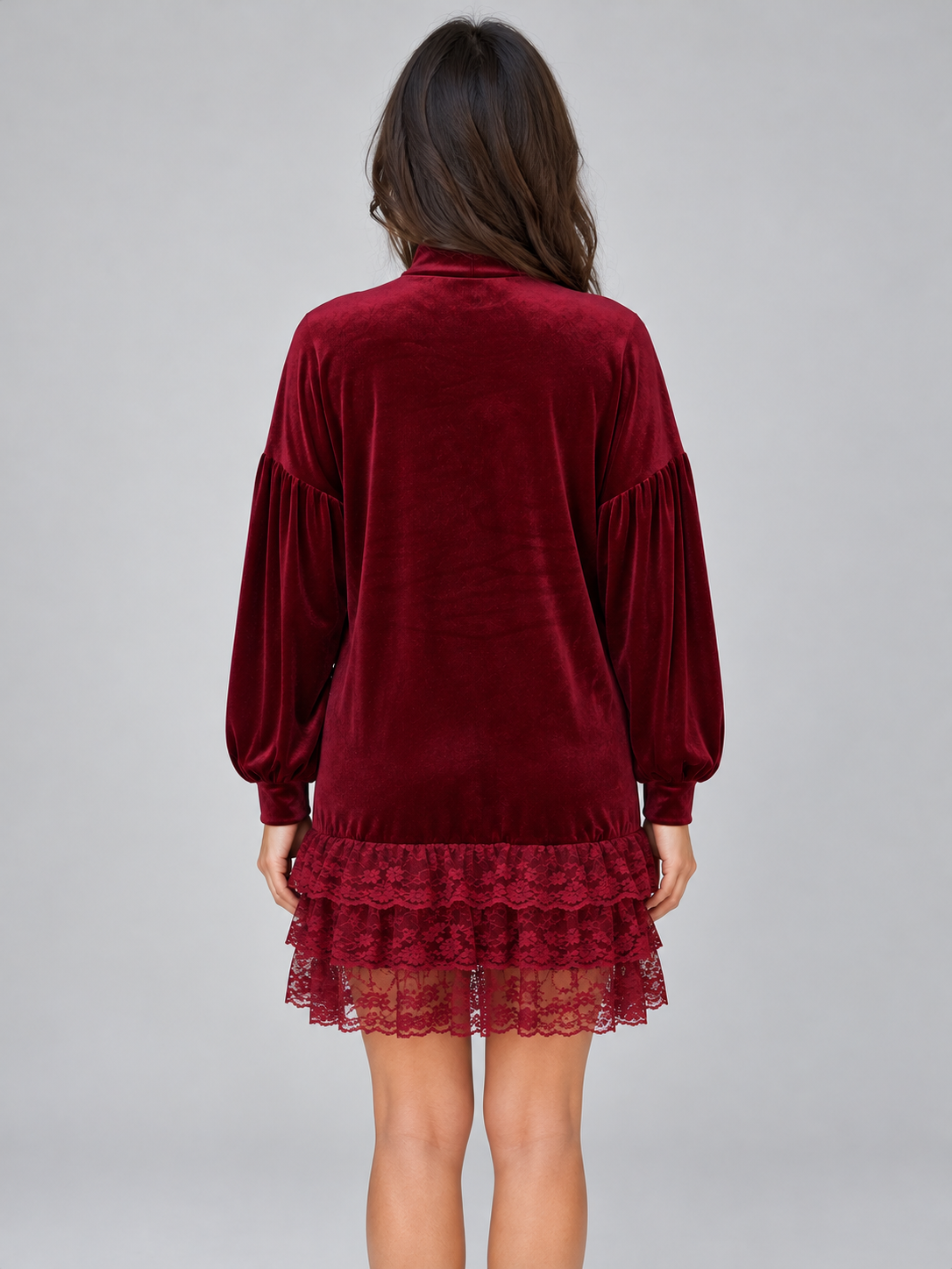 Women’s High Neck Velvet Mini Dress