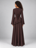 Women’s Long Sleeve Ruffle Maxi Dress