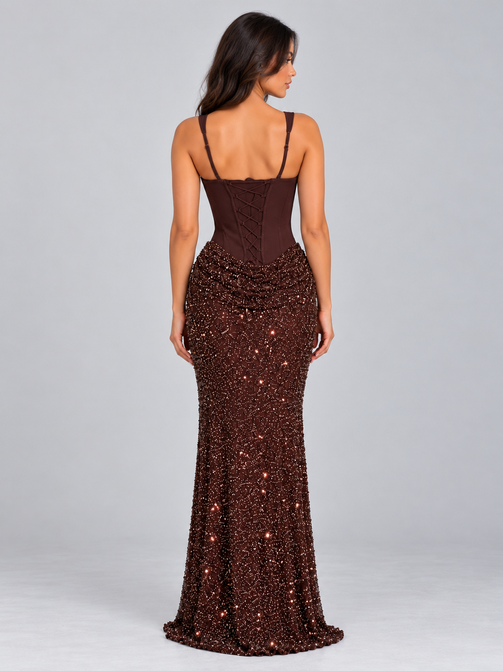 Women’s Sequin Corset Maxi Dress