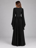 Women's Cape Sleeve Pleated Maxi Dress