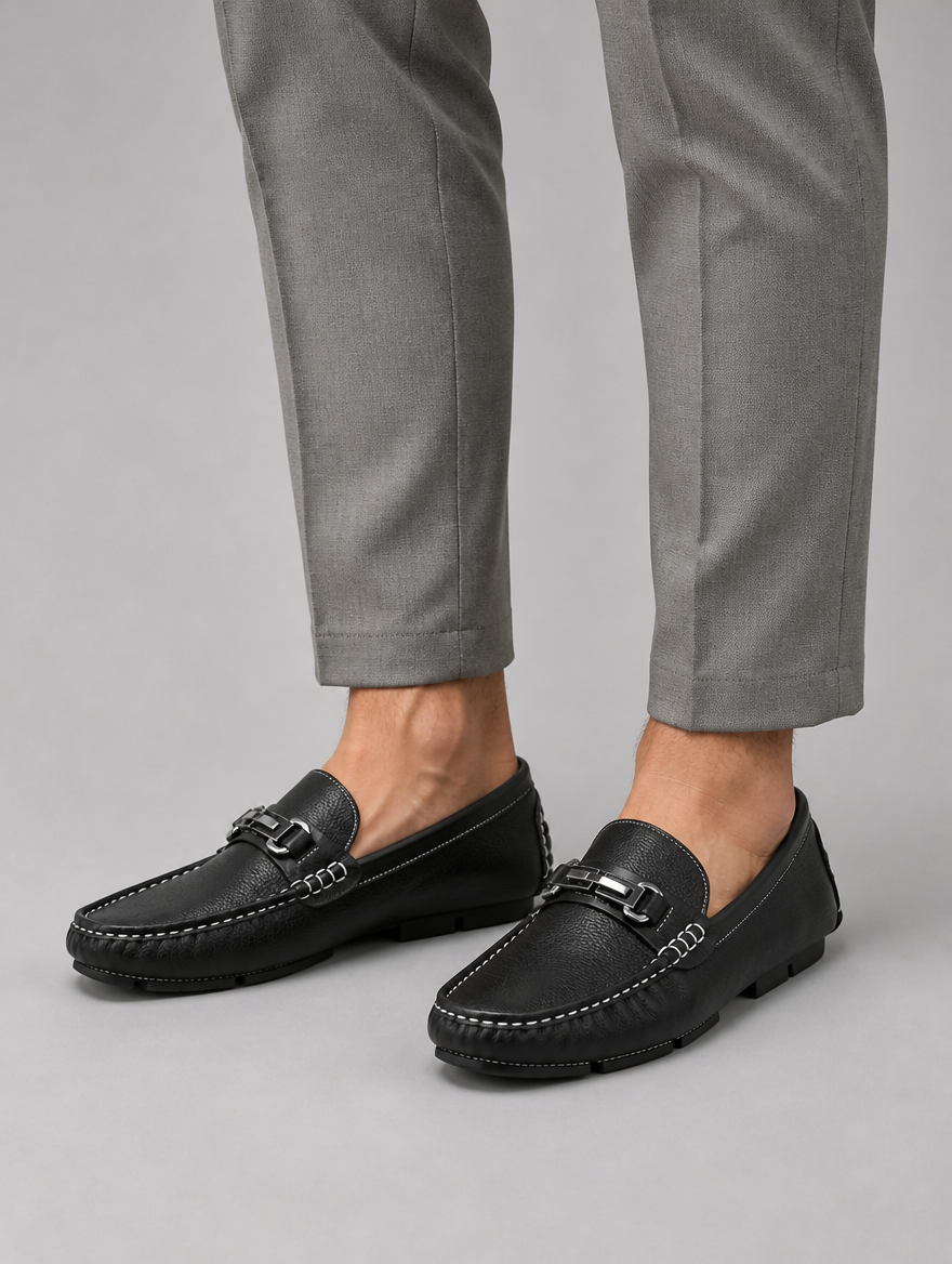 Men’s Leather-Look Driving Loafers – Slip On Moccasin Shoes