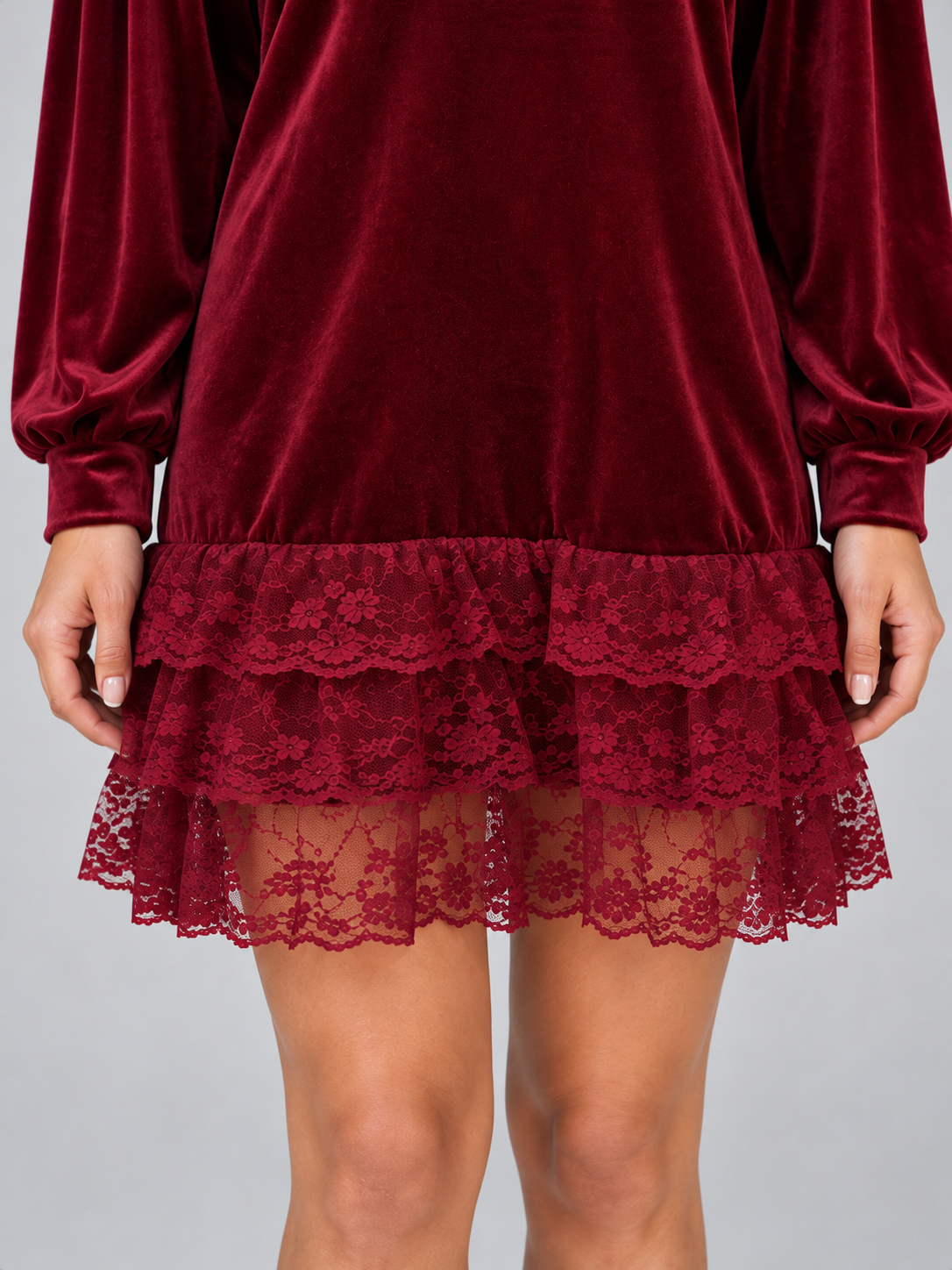 Women’s High Neck Velvet Mini Dress
