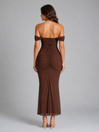 Women's Off-Shoulder Ruched Maxi Dress