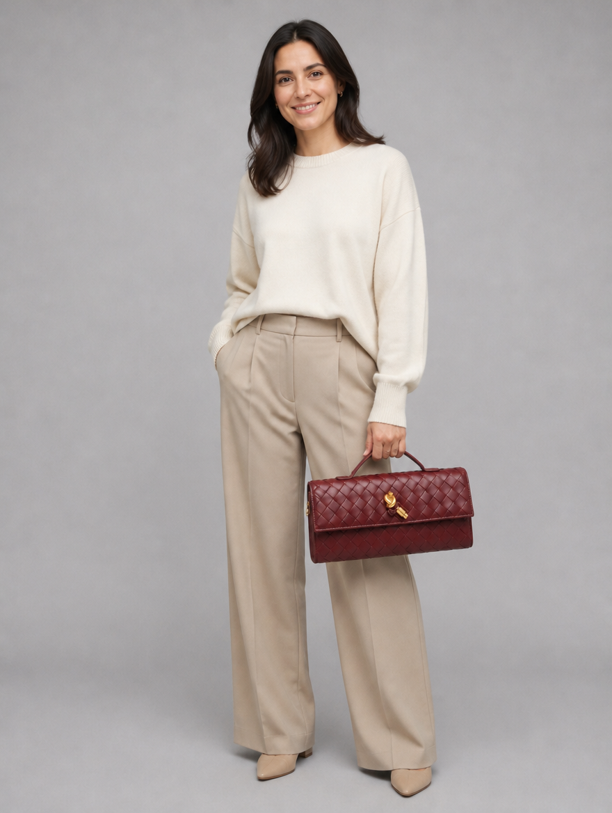 Women’s Woven Leather Look Clutch Bag – Timeless Elegant Design