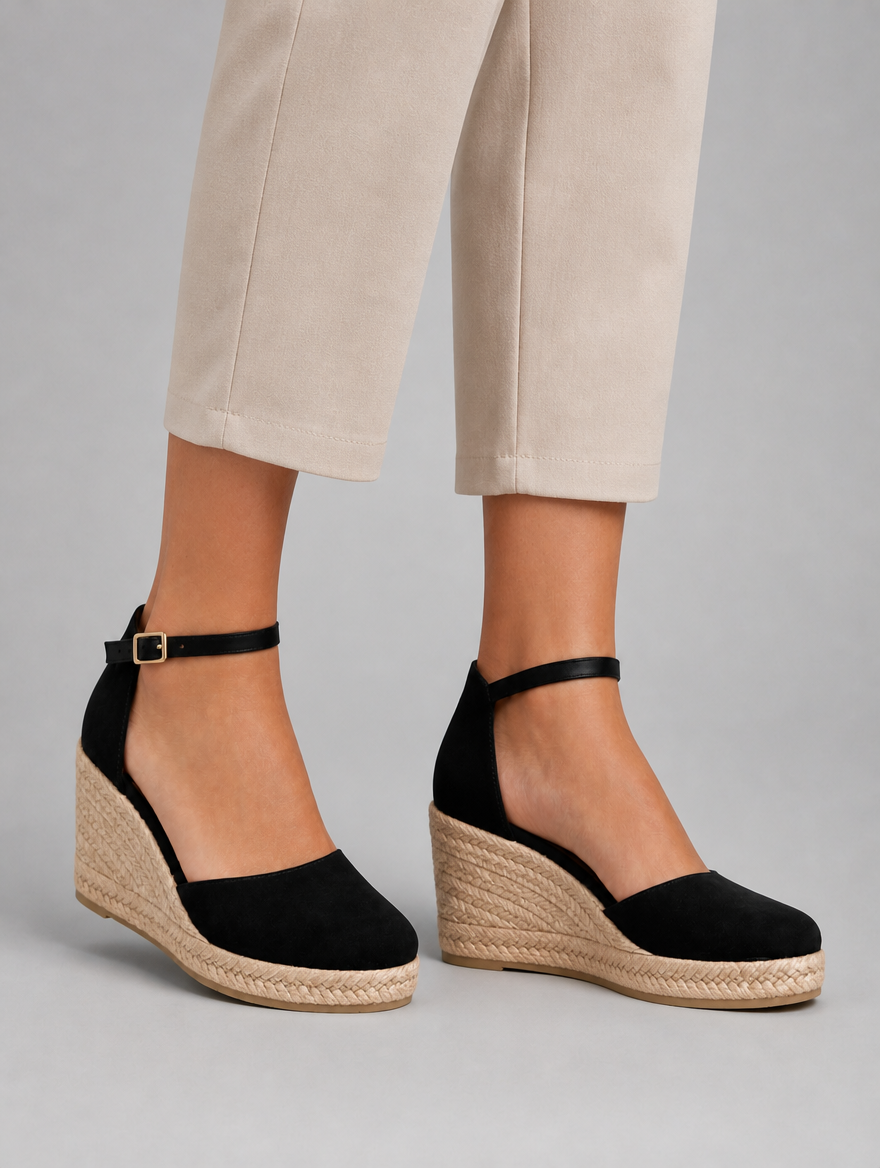 Women's Comfortable Closed Toe Wedge Sandals with Ankle Strap