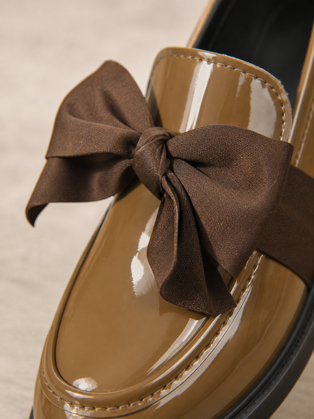 Women’s Leather-Look Loafers – Bow Detail Classic Slip-On Shoes