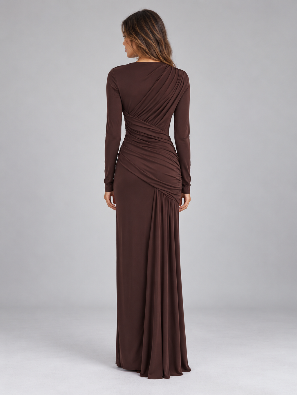 Women’s Long Sleeve Ruched Maxi Dress