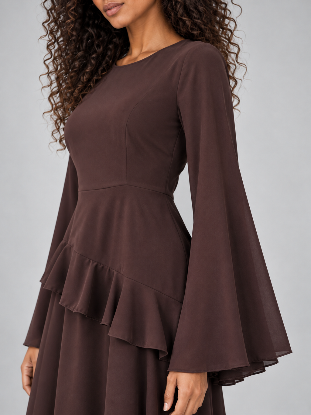 Women’s Long Sleeve Ruffle Maxi Dress