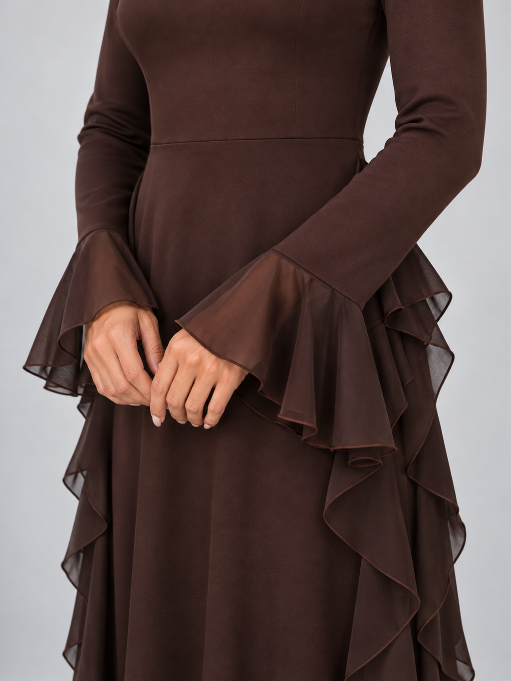 Women's High Neck Ruffle Maxi Dress