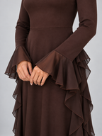Women's High Neck Ruffle Maxi Dress