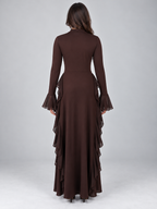 Women's High Neck Ruffle Maxi Dress