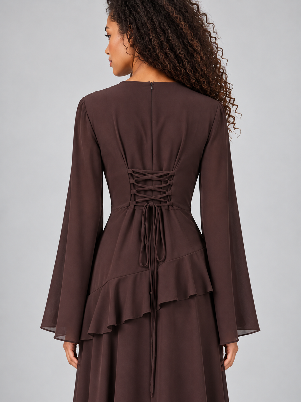 Women’s Long Sleeve Ruffle Maxi Dress