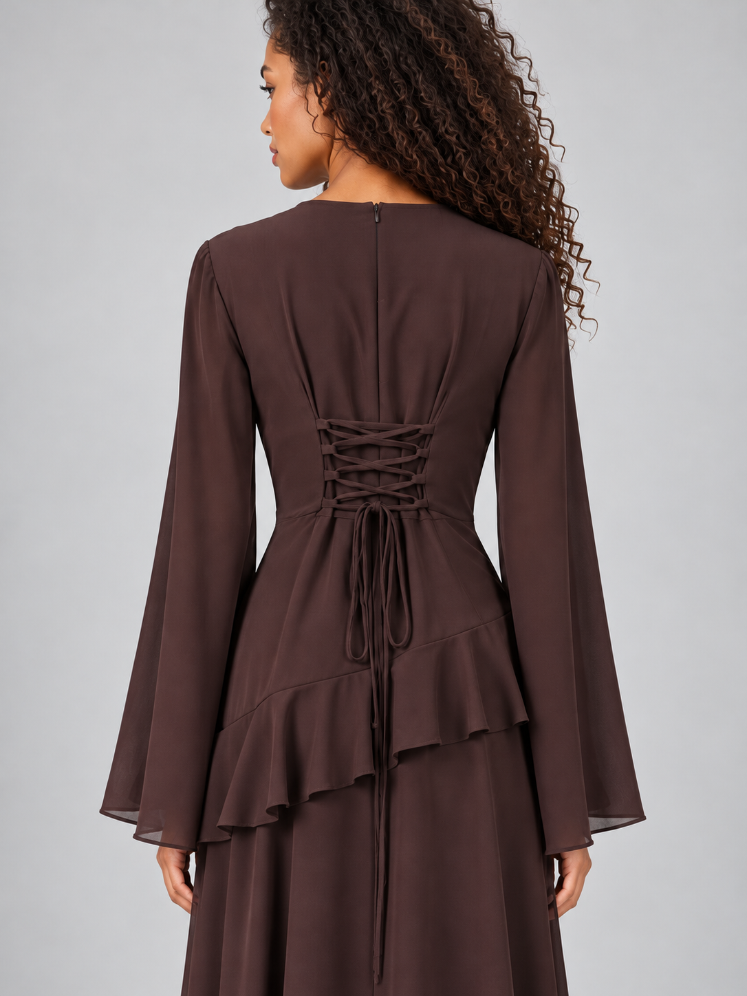 Women’s Long Sleeve Ruffle Maxi Dress