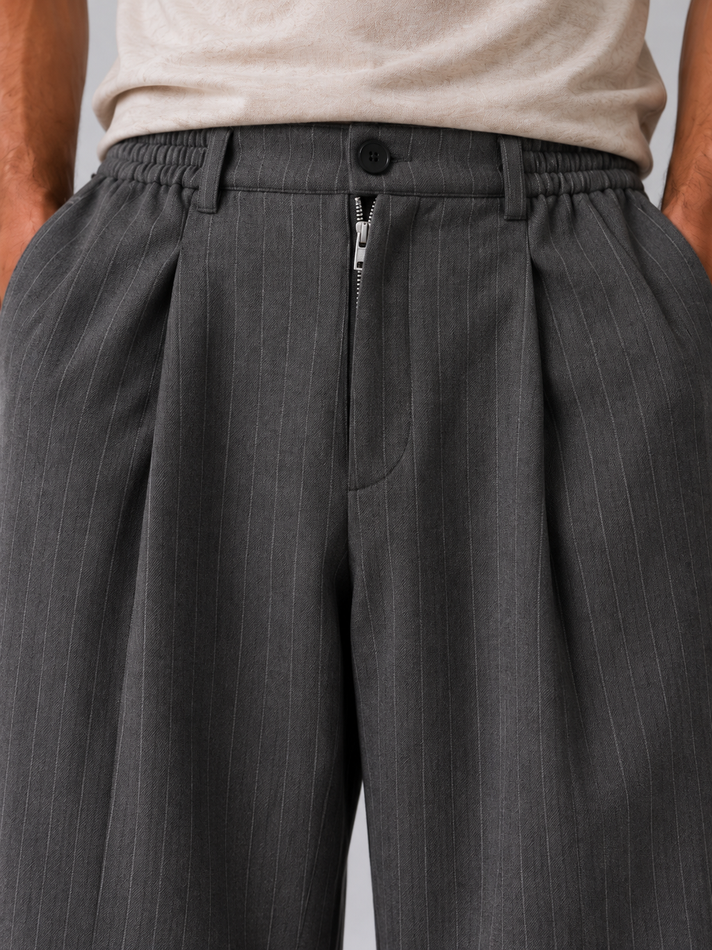 Men’s Pinstripe Wide Leg Trousers – Baggy Tailored Pants