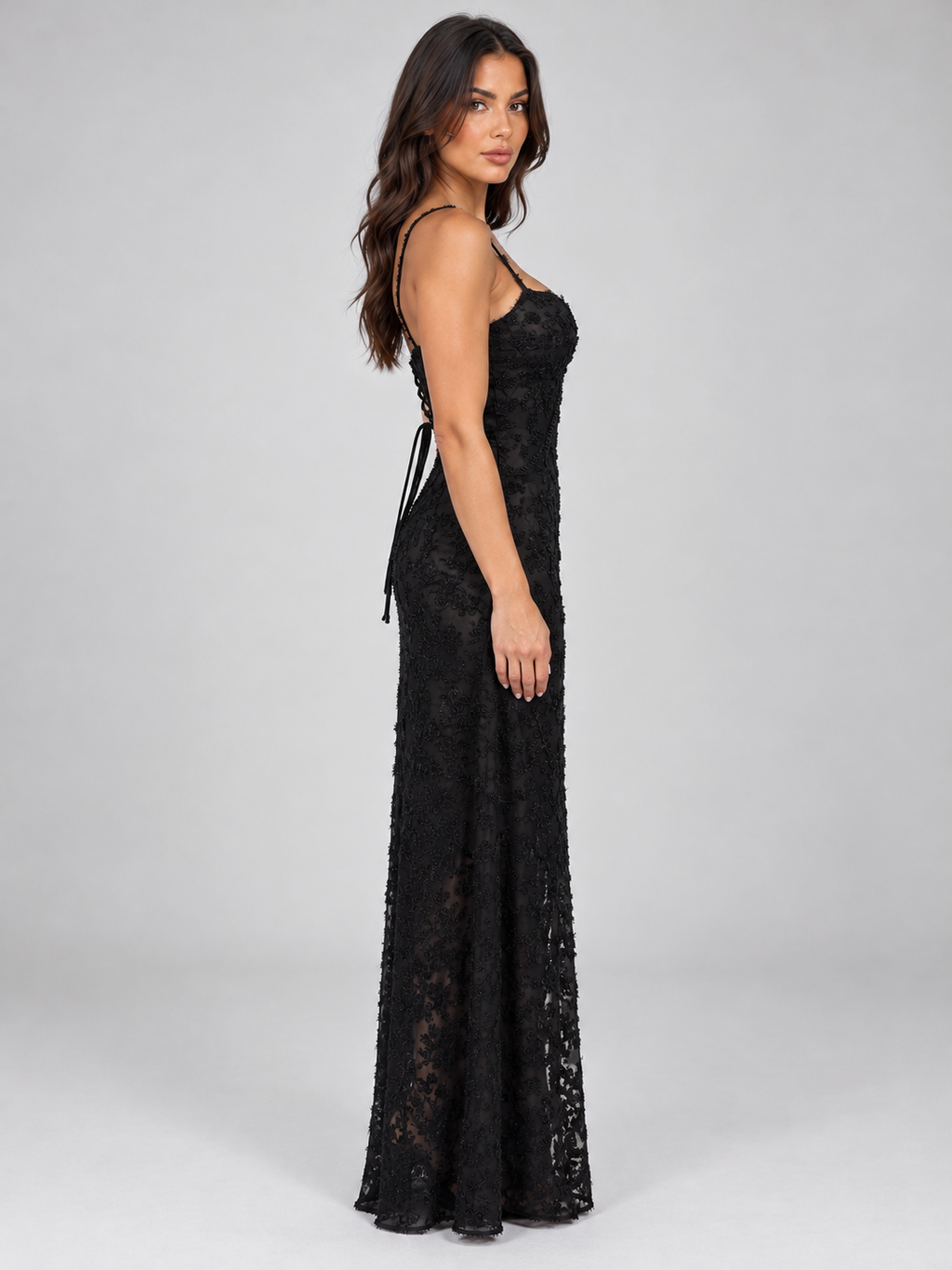 Women’s Floral Lace Corset Maxi Dress