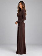 Women’s Long Sleeve Ruched Maxi Dress