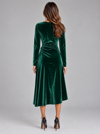 Women’s Velvet Wrap Midi Dress