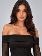 Women’s Glitter Off Shoulder Maxi Dress