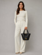 Women’s Leather-Look Bucket Bag – Gold Details Classic Style