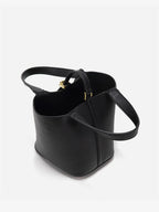Women’s Leather-Look Bucket Bag – Gold Details Classic Style