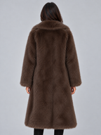 Women’s Faux Fur Long Coat – Oversized Plush Winter Jacket