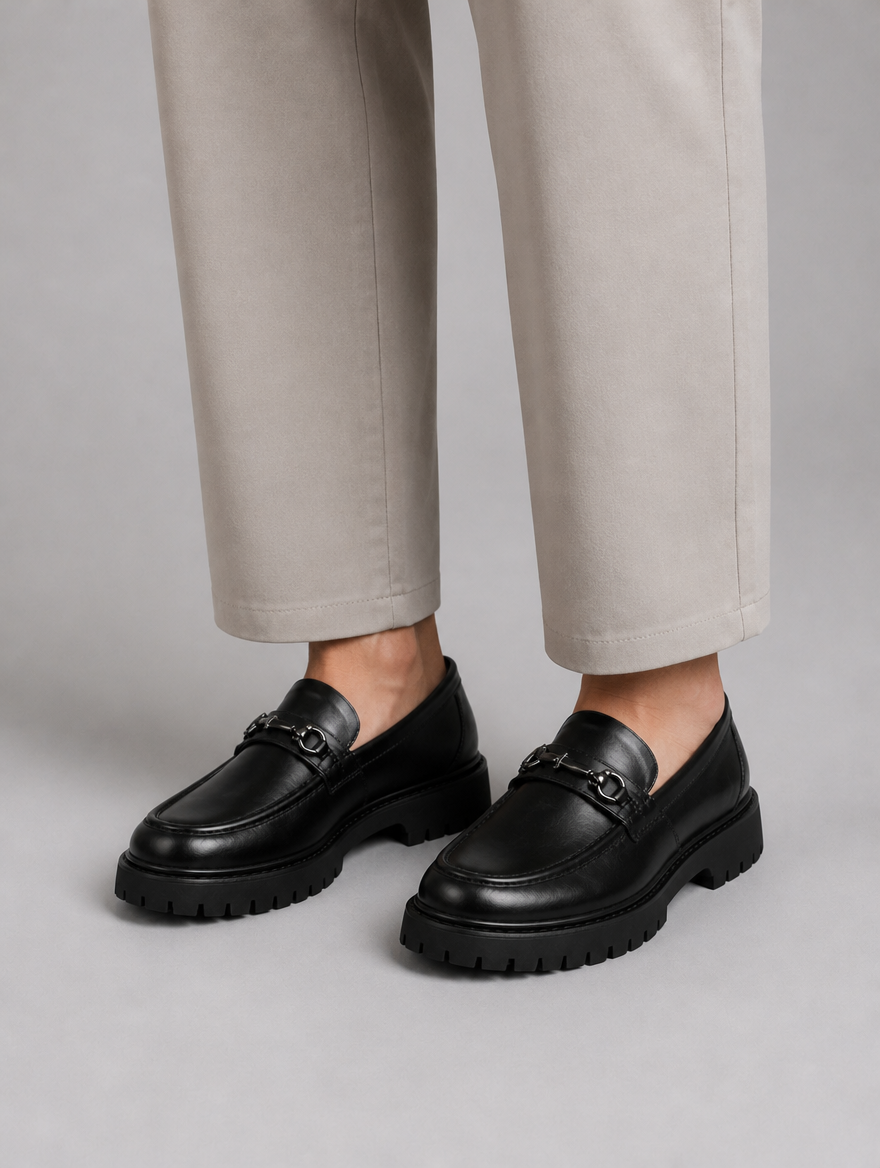 Men’s Chunky Sole Loafers – British Style Slip-On Shoes