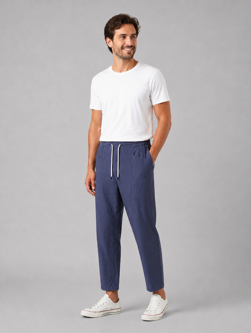 Men’s Drawstring Cropped Trousers – Relaxed Fit Summer Style