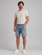 Men’s Denim Shorts – Relaxed Fit Rolled Hem Summer Style — studio view