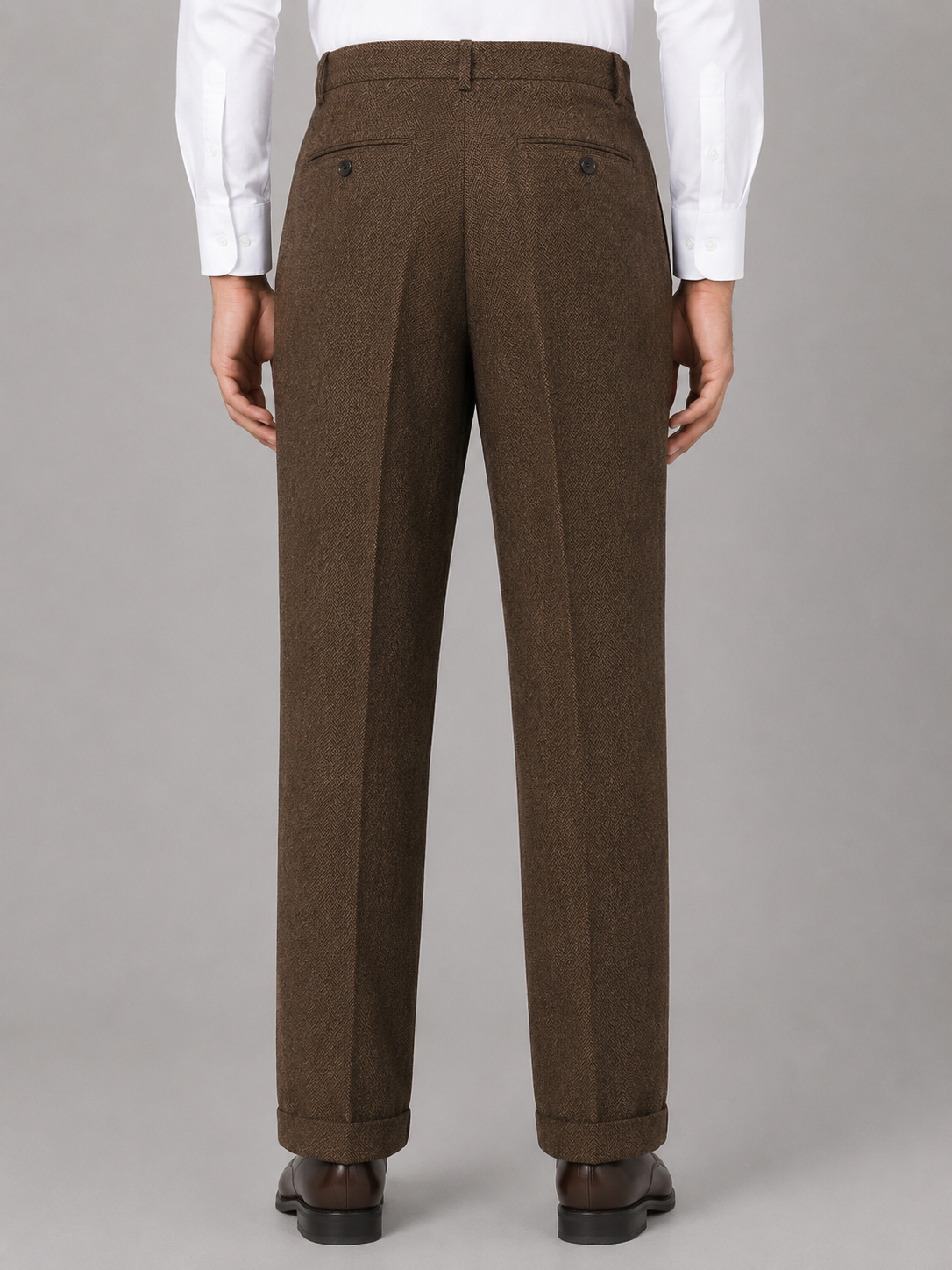Men’s Herringbone Pleated Tailored Trousers