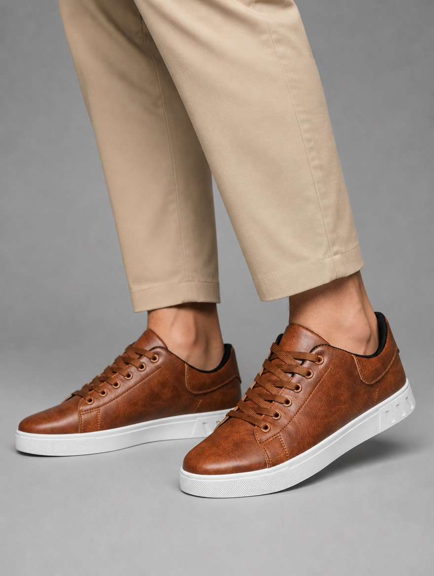 Men's Smart Casual Leather Trainers – Comfortable Everyday Sneakers