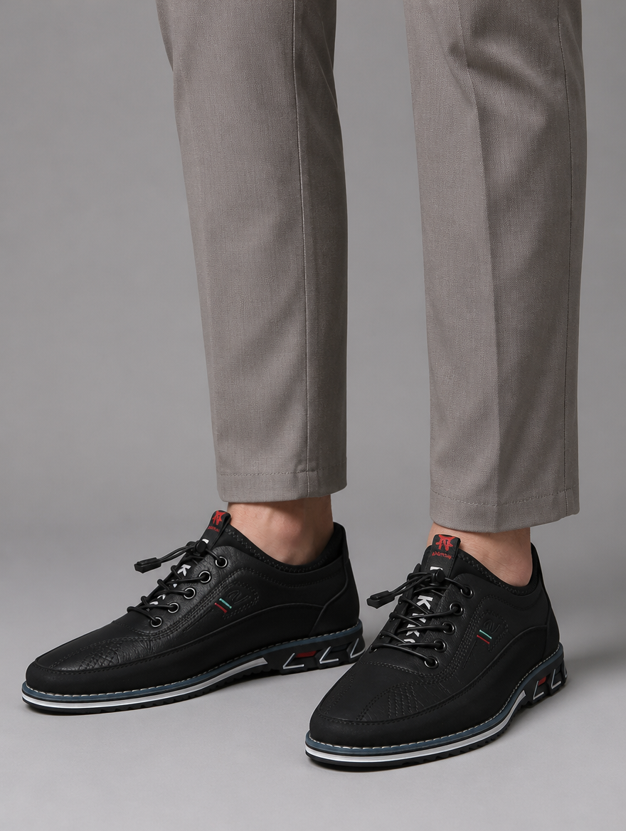 Men’s Leather Look Comfort Shoes – Smart Casual Lace-Up Design