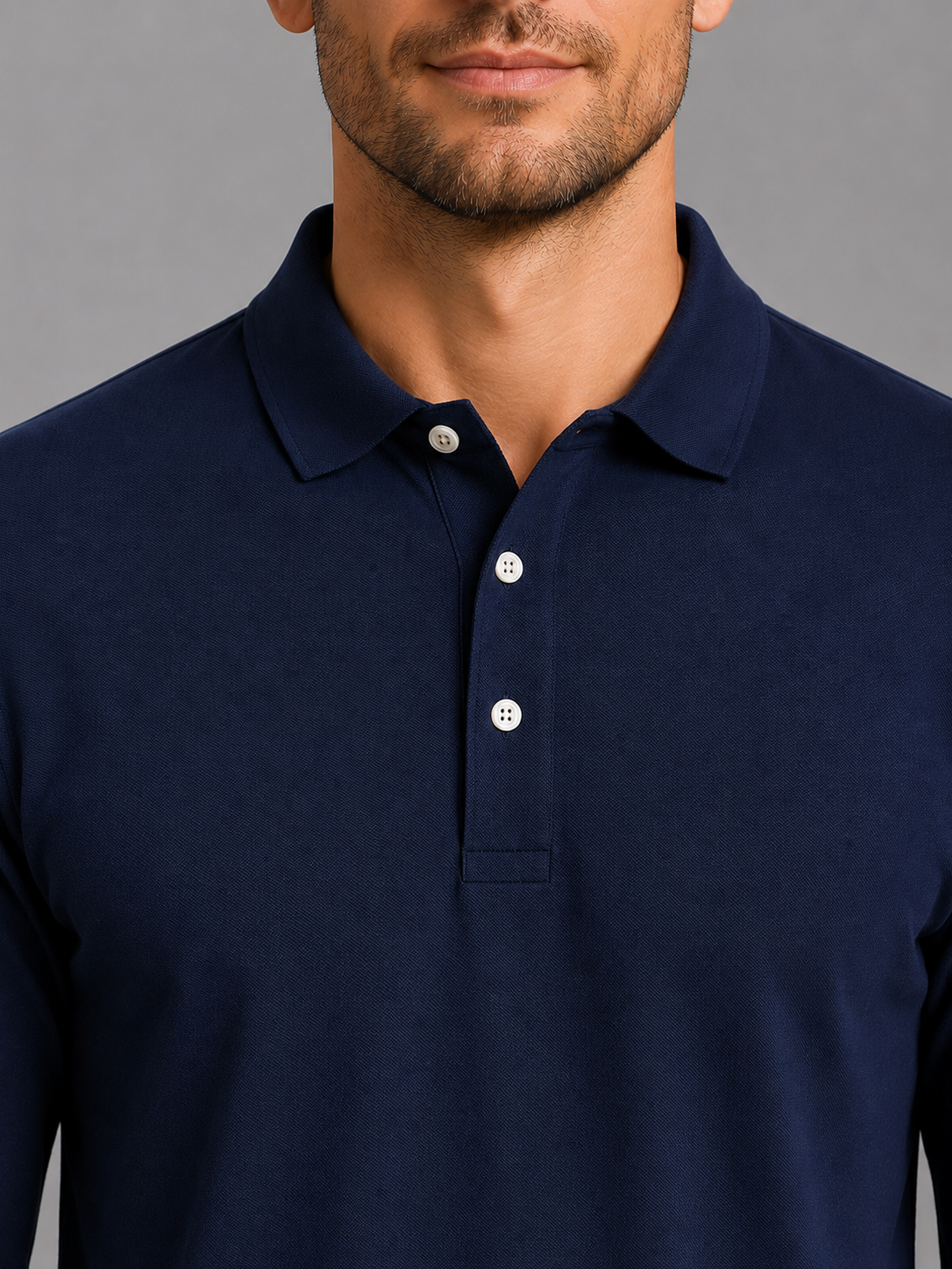 Men's Long Sleeve Jersey Polo Shirt