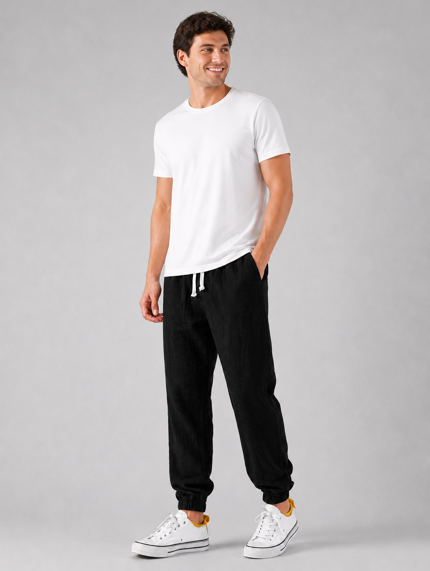 Men’s Relaxed Fit Linen Style Trousers – Summer Comfort Style