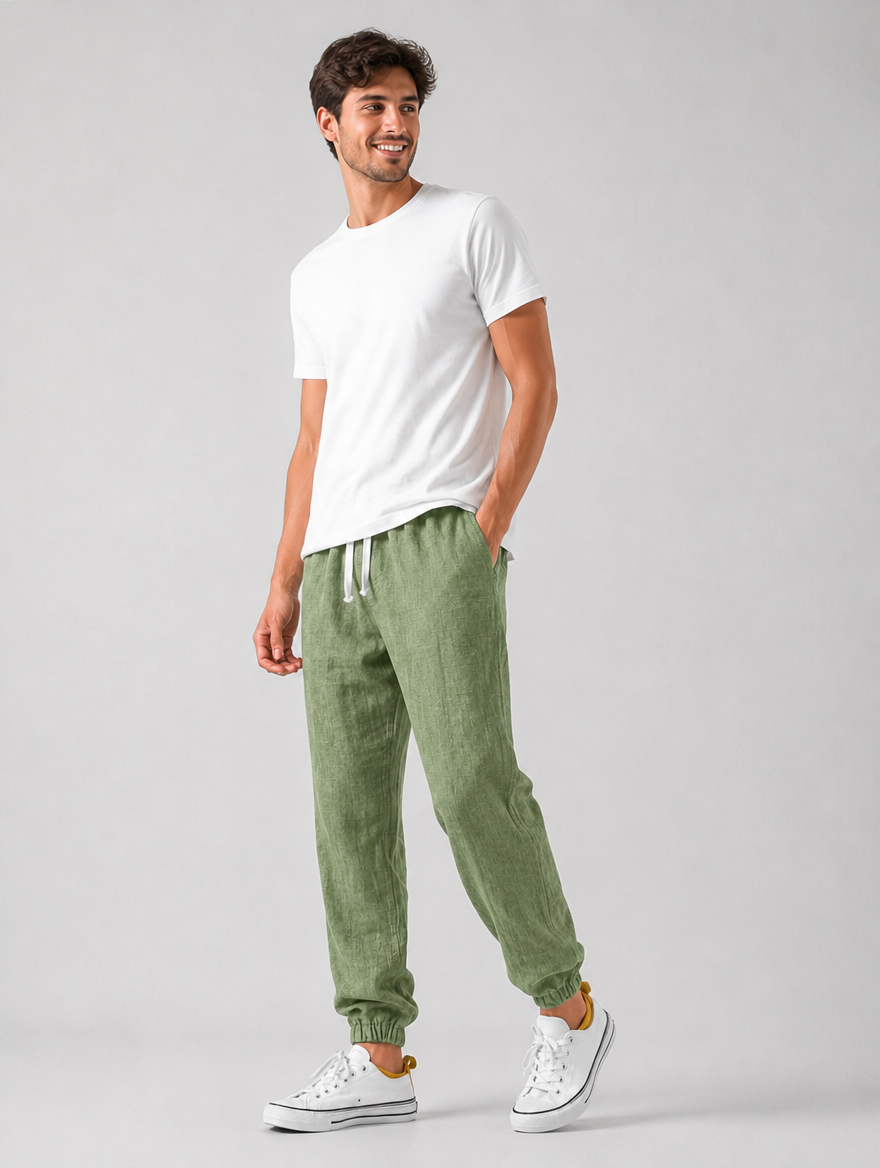 Men’s Relaxed Fit Linen Style Trousers – Summer Comfort Style