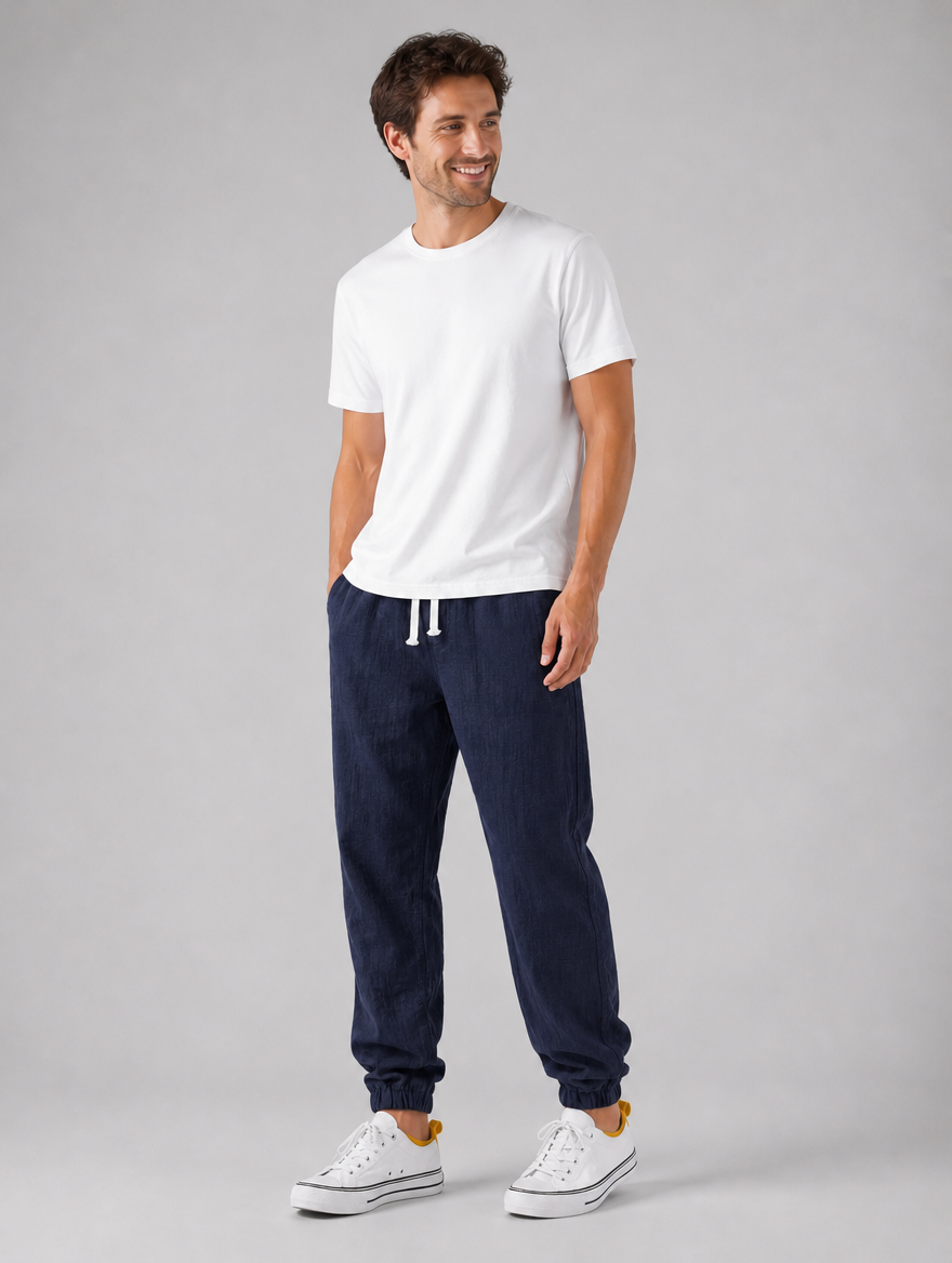 Men’s Relaxed Fit Linen Style Trousers – Summer Comfort Style