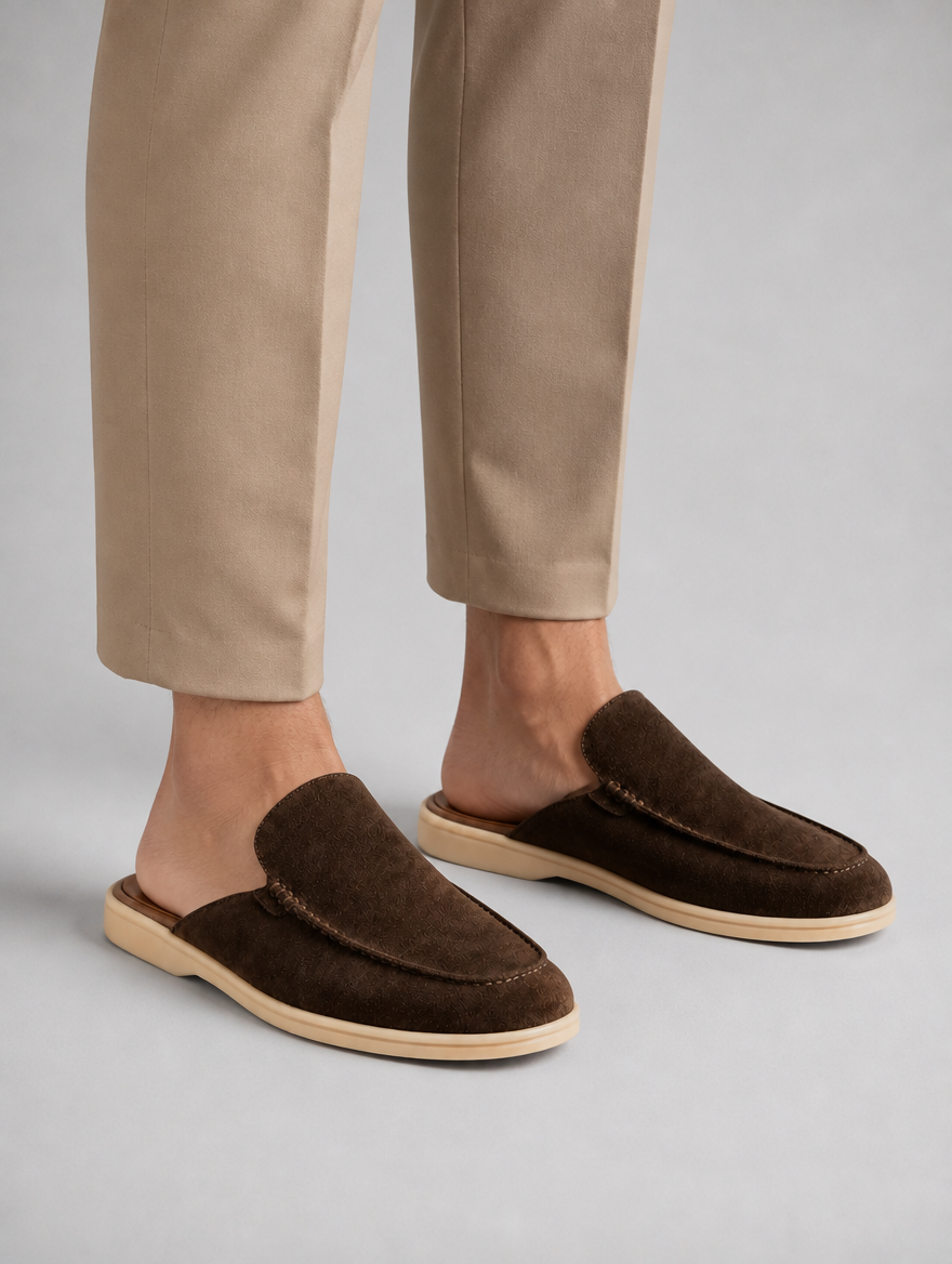 Men's Suede Mule Slip-On Loafers –  Smart Casual Comfort
