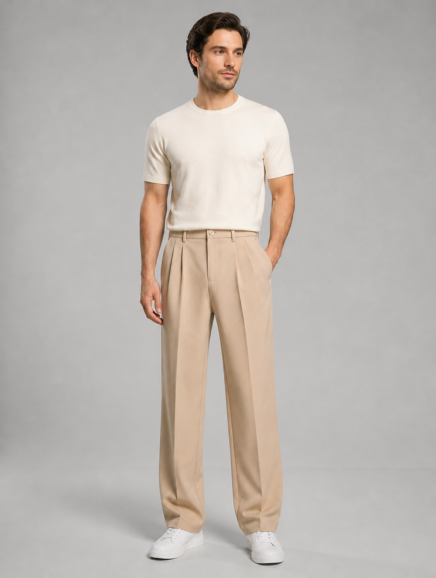 Men's Tailored Straight Leg Trousers – Smart Casual Fit