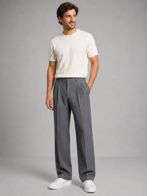 Men's Tailored Straight Leg Trousers – Smart Casual Fit