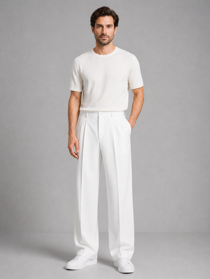 Men's Tailored Straight Leg Trousers – Smart Casual Fit