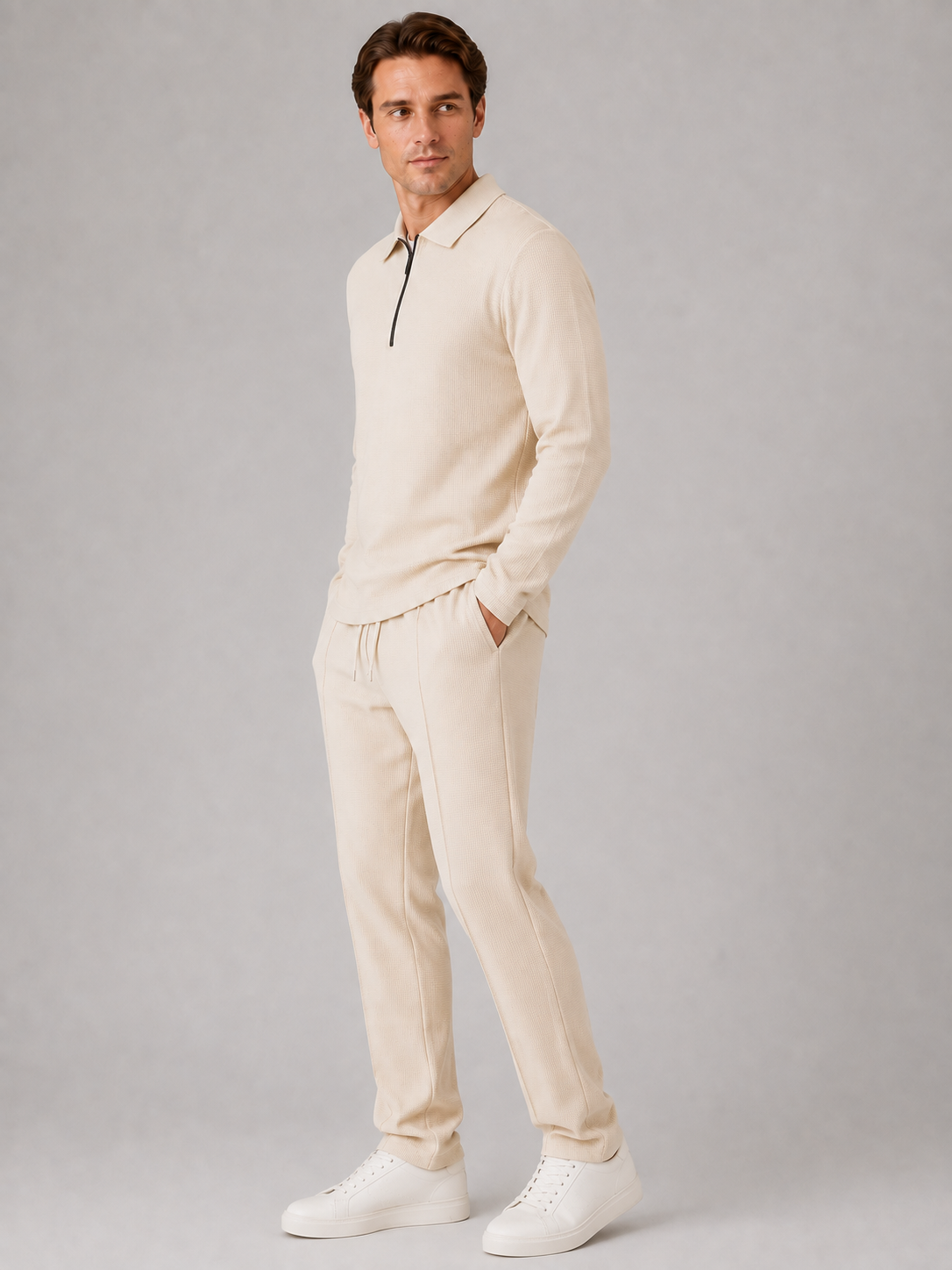 Men’s Two-Piece Quarter-Zip Polo & Trousers Set