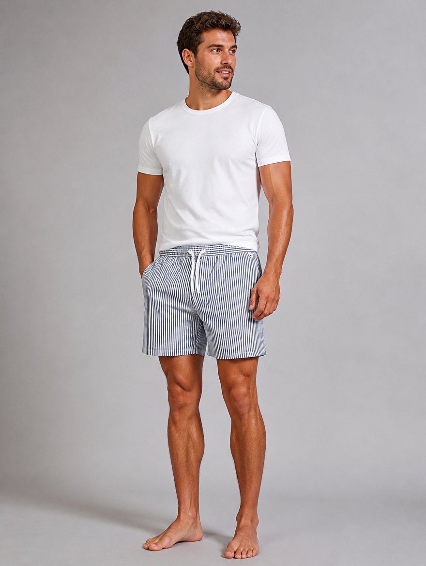 Men’s Striped Swim Shorts – Quick-Dry Fit