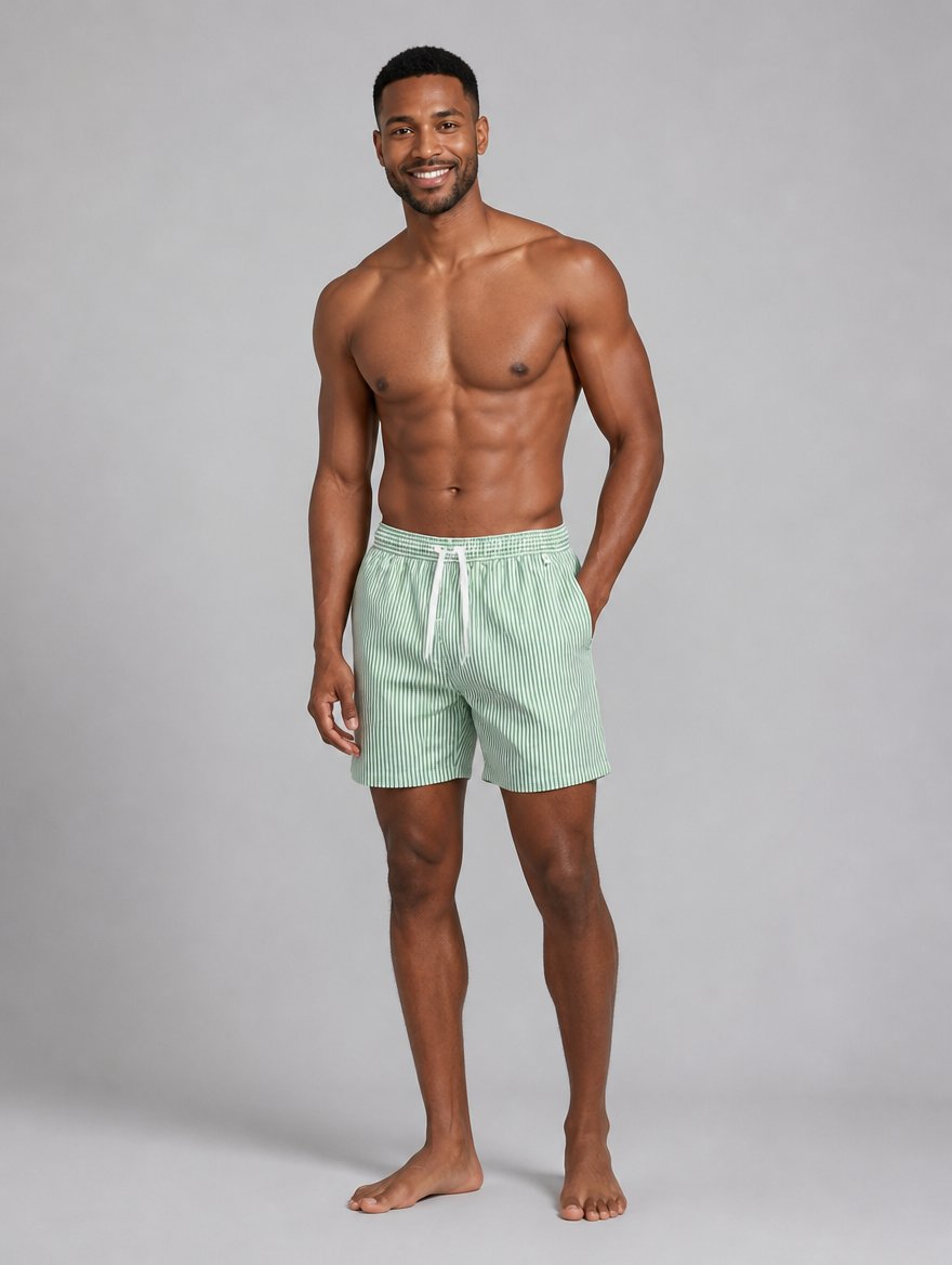 Men’s Striped Swim Shorts – Quick-Dry Fit